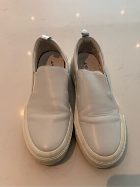 J Slides White Leather Slip-On Loafers